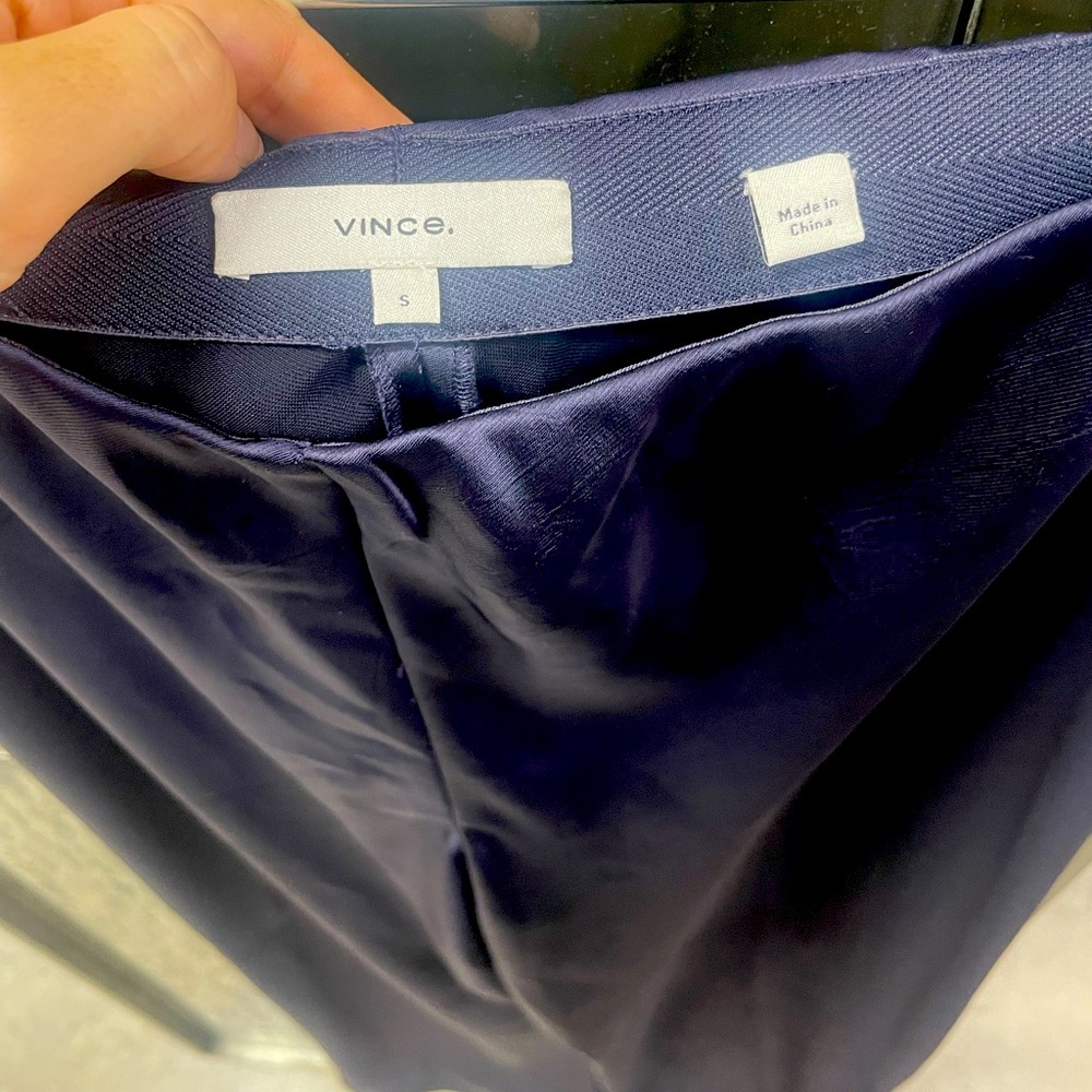 NEW UNWORN Vince satin high-waist bias pant - navy blue
